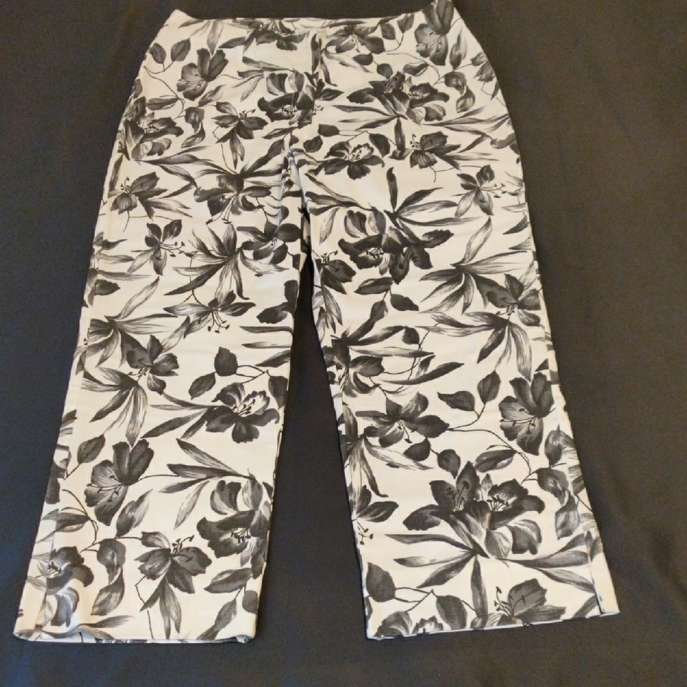 Erik Stewart. Floral Black and White Pants